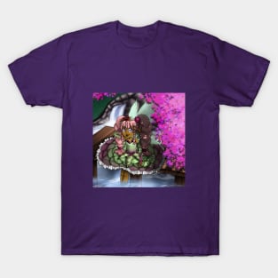 African American Fairy and Purple Leaves T-Shirt